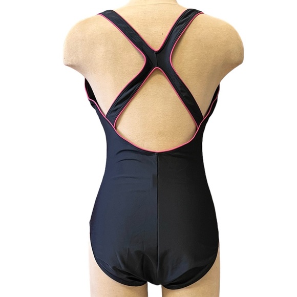 Speedo Swimsuit One Piece Black Pink 12 - Picture 2 of 5